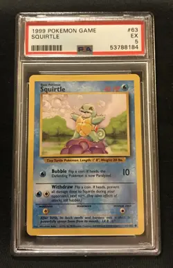 1999 Pokemon Game Squirtle 63/102 PSA 5 - Image 1