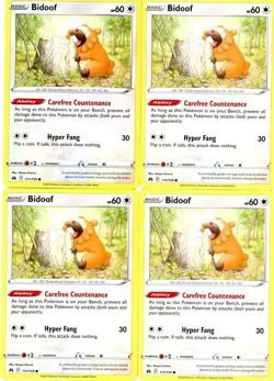 4x Pokemon TCG Bidoof 111/159 Crown Zenith Common Playset - Image 1