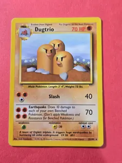 1999 Pokemon Base Unlimited #19 Dugtrio, Rare, NF/H, cd1 - Image 1