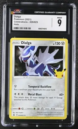 Pokemon Card DIALGA Holo Rare #020 Sword & Shield Celebrations CGC 9 MINT - Image 1