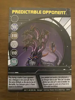 BAKUGAN Ability Card PREDICTABLE OPPONENT 39/48 - Image 1