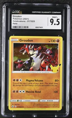 Pokemon Card GROUDON Holo Rare #017 Sword & Shield Celebrations CGC 9.5 MINT+ - Image 1
