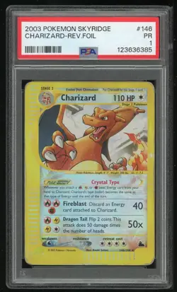 Pokemon Charizard Crystal Reverse Holo Foil Skyridge #146 PSA 1 PR WOTC - Image 1
