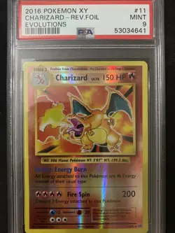 2016 Pokemon XY Charizard Rev Foil Evolutions #11 PSA Mint 9 - Image 1