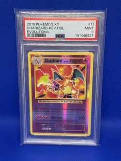 2016 Pokemon XY Charizard Reverse Foil Holo Evolutions #11 PSA Mint 9 - Image 1