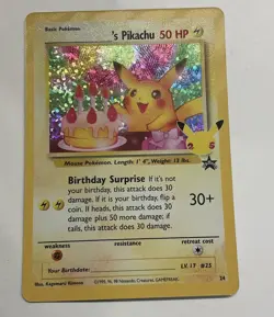 Pokemon TCG Promo Birthday Pikachu Holo Card #24 Lv.17 50HP - Image 1