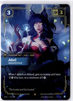 Riftbound TCG League Of Legends Origins Epic Ahri Inquisitive 119/298 NM Card - Image 1
