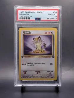 1999 POKEMON WOTC JUNGLE 1ST EDITION MEOWTH #56 PSA 8 - Image 1
