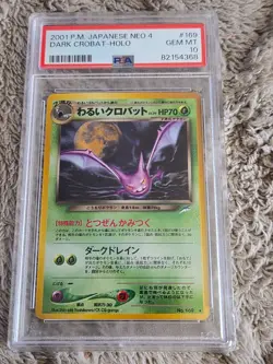 2001 Pokemon Japanese Dark Crobat Neo 4 Neo Destiny #169 PSA 10 Graded Card - Image 1