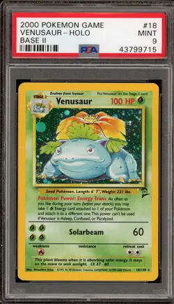 Pokemon Venusaur Base Set 2 Holo Rare #18 PSA 9 Mint - Image 1