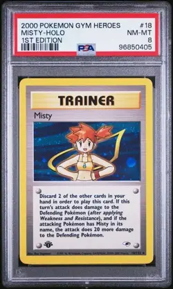 2000 Pokemon Gym Heroes 18 Misty Holo 1st Edition PSA 8 Nm Mt - Image 1