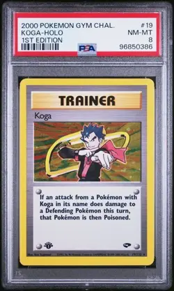 2000 Pokemon Gym Challenge 19 Koga Holo 1st Edition PSA 8 Nm Mt - Image 1