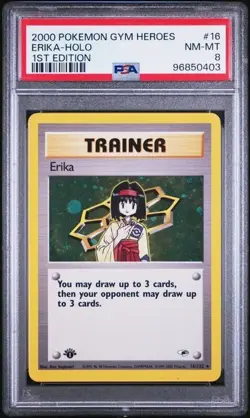 2000 Pokemon Gym Heroes 16 Erika Holo 1st Edition PSA 8 Nm Mt - Image 1
