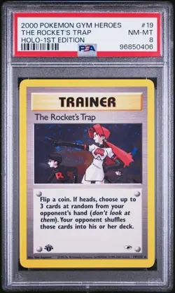 2000 Pokemon Gym Heroes 19 the Rocket's Trap Holo 1st Edition PSA 8 Nm Mt - Image 1