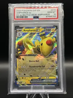 2023 Pokemon SVP EN 016 AMPHAROS ex SV ex Battle Deck-Ampharos PSA 10 Gem Mint - Image 1