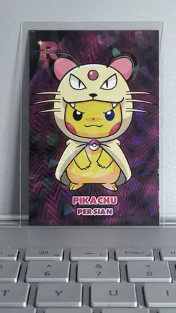 Pikachu Poncho Persian - Cracked Ice Holo - Team Rocket Card Database - Pokemon - Image 1