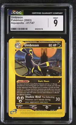 CGC 9 MINT Umbreon 2003 Aquapolis 41/147 Pokemon Card - Image 1