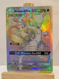 Custom Fan Art Mewtwo & Mew GX High Quality Custom Card Tag Team Rainbow - Image 1