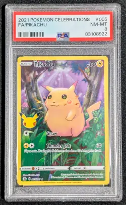 PSA 8 Pikachu Celebrations Full Art Holo 005/025 Pokemon TCG Card Graded 2021 - Image 1