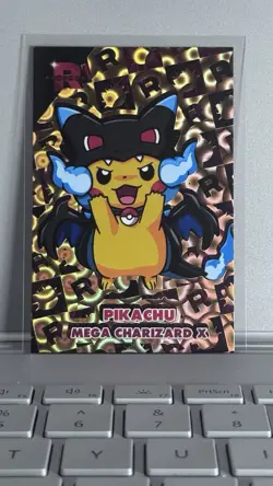 Pikachu Mega Charizard X Poncho - Gold Holo - Team Rocket Database - Pokemon - Image 1
