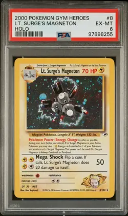 2000 POKEMON GYM HEROES #8 LT. SURGE'S MAGNETON HOLO 8/132 PSA 6 - Image 1