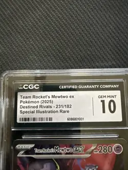 CGC 10 Gem Mint Team Rocket's Mewtwo EX 231/182 Pokemon Destined Rivals SIR - Image 5