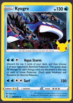 Kyogre Celebrations 003/025 Holo Pokemon Card TCG 2021 NM - Image 1