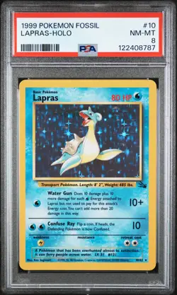 1999 POKEMON FOSSIL #10 LAPRAS-HOLO PSA 8 - Image 1