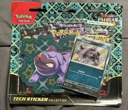 Pokemon Paldean Fates Tech Sticker Collection -maschiff - With 3 Booster Packs - Image 1
