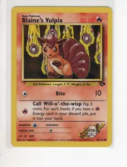 BLAINE'S VULPIX GYM CHALLENGE SET POKEMON CARD 66/132 LP - Image 1