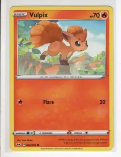 VULPIX SWORD & SHIELD SET POKEMON CARD 022/202 LP - Image 1