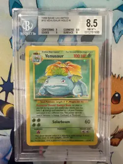 Pokemon Venusaur Base Set Unlimited #015 Holo Nm-Mt+ BGS 8.5 (1999) - Image 1