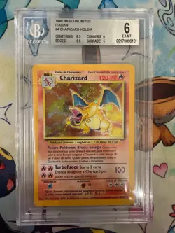 Pokemon Charizard Base Set Unlimited Holo Ita Ex-Mt #004 BGS 6 (1999) - Image 1