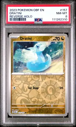 2023 POKEMON OBF EN-OBSIDIAN FLAMES REVERSE HOLO #157 DRATINI PSA 8 - Image 1