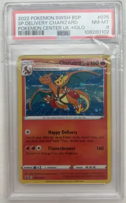 Pokemon TCG Special Delivery Charizard SWSH075 Black Star Promo PSA 8 - Image 1