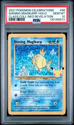 PSA 10 Gem Mint Shining Magikarp #66 Classic Collection Pokemon Celebrations - Image 1