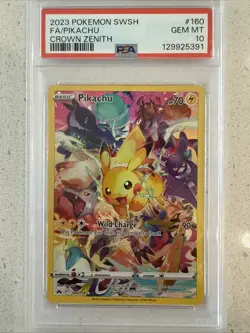 Pokemon Pikachu 160/159 Full Art Secret Rare Crown Zenith 2023 PSA 10 GEM MINT - Image 1