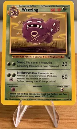 Weezing #110 Non-Holo Pokemon Card Near Mint 45/62 Uncommon Fossil Set 1999 - Image 3