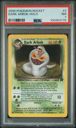 2000 Pokemon Team Rocket Dark Arbok Holo #2 PSA 7 NM - Image 1