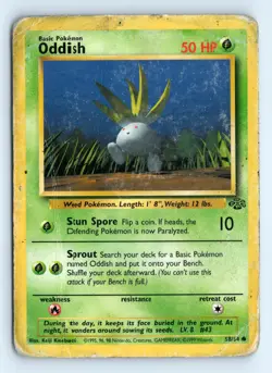 Heavy Played Pokemon Oddish #58/64 Jungle tcg - Image 1