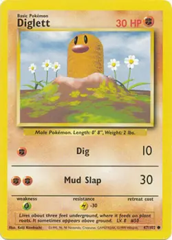 Diglett 47/102 Pokemon Card Base Set EXC BUY 2 CARDS GET 1 FREE! - Image 1