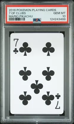 2016 POKEMON PLAYING CARDS MARIO PIKACHU 7 OF CLUBS PSA 10 - Image 1