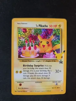 Happy Birthday Pikachu Holo 24 Celebrations Birthday Pokemon Card NM - Image 1