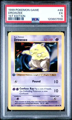 1999 POKEMON GAME 49 DROWZEE 1ST EDITION SHADOWLESS PSA 5 EXCELLENT - Image 1