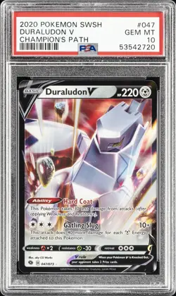 2020 POKEMON SWORD & SHIELD CHAMP'S PATH #047 DURALUDON V PSA 10 - Image 1