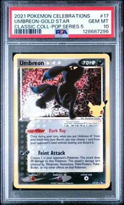 2021 POKEMON CELEBRATIONS CLASSIC COLL #17 UMBREON-GOLD STAR PSA 10 - Image 1
