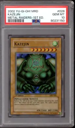 Yu-Gi-Oh Metal Raiders 1st Edition Kazejin MRD-026 PSA 10 GEM MINT YuGiOh - Image 1