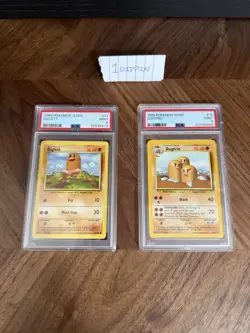 1999 Pokemon Base Set Diglett 47/102 & Dugtrio 19/102 PSA 9 - Image 1