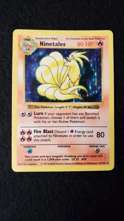 Ninetales 12/102 Shadowless Base Set Holo Rare Pokemon TCG - Image 1