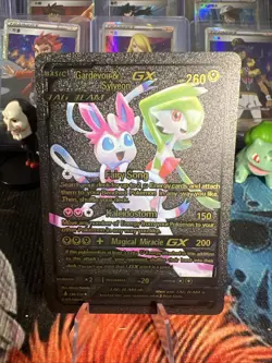 Gardevoir & Sylveon GX 130/234 Tag Team Pokemon Black Foil Fan Art Collecto Card - Image 1